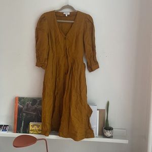 & Other Stories Button up Puff Sleeve Linen Dress